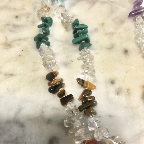 STERLING Turquoise Amethyst Lapis Malachite Agate Tigers Eye Necklace 27” - Picture 5 of 11